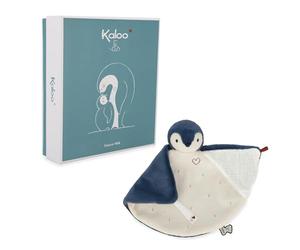 KALOO, Complices, Doudou Manchot Bleu, Dès la Naissance | Doudou en Fourrure, Velours Côtelé et Mousseline de Coton, Ailes à Nouer, Corps Moelleux, Boîte Cadeau Personnalisable