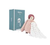 KALOO, Complices, Peluche Manchot Rose avec Mouchoir à Bisous | Mouchoir en Mousseline de Coton pour l'Odeur des Parents, Corps Doux à Câliner, Boîte Cadeau Personnalisable, Ailes à Nouer
