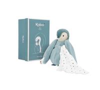 KALOO, Complices, Peluche Manchot Vert avec Mouchoir à Bisous | Mouchoir en Mousseline de Coton pour l'Odeur des Parents, Corps Doux à Câliner, Boîte Cadeau Personnalisable, Ailes à Nouer