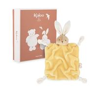 KALOO - Doudou Lapin Jaune 24cm - Doudou Plat Bébé Ultra-Doux - Fourrure de Flanelle Extra Douce - Nœuds avec Fonction Attache-Tétine - Compagnon Câlin et Educatif Dès la Naissance - K214011