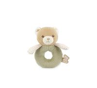 Kaloo, Intemporel, Hochet Peluche Ours Vert avec Grelot, Dès la Naissance | Hochet en Fourrure Douce et Popeline, Corps en Anneau Facile à Saisir, Bras au Motif Vichy et Son Délicat