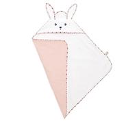 KALOO - K'doux - Cape de Bain Lapin pour Bébé - Doux et Absorbant - 75 x 75 cm - Serviette de Bain en Coton avec Capuche et Oreilles de Lapin - Motif Coquelicot - Dès La Naissance, K216007