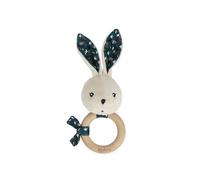 KALOO - K'doux - Hochet Bébé - Anneau en Bois FSC - Peluche Lapin avec Grelot - Aide au Développement - Stimule Les Sens - Motif Nature - Dès La Naissance, K216000
