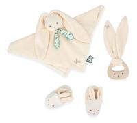 Kaloo - Lapinoo - Coffret de Naissance - Couleur Crème - 3 Accessoires Bébé - Doudou + Anneau de Dentition Bébé + Chaussons 11 cm - Dès la Naissance, K218013