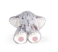 KALOO - Peluche Éléphant Noa Gris Prestige Rouge XL