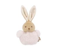 KALOO - Peluche Pompon Lapin - Compagnon Doux pour Bébé dès la Naissance - Matières Recy s 90% - Lavable en Machine - Cadeau Naissance avec Rubans d’Attache et Foulard Vichy - K214024