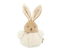 KALOO - Peluche Pompon Lapin - Compagnon Doux pour Bébé dès la Naissance - Matières Recyclées 90% - Lavable en Machine - Cadeau Naissance avec Rubans d’Attache et Foulard Vichy - K214023