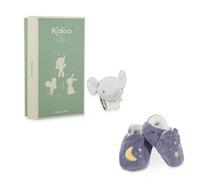 Kaloo Coffret bracelet et chaussons éléphant avec grelots – Cadeau de naissance raffiné K210010