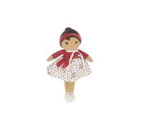 KALOO - Tendresse - Ma 1ère Poupée en Tissu Emilie - Poupée de Chiffon 25 cm - Jupe en Micro Velours & Cache-cœur Rouge - Jolie Boite Cadeau - Ruban Personnalisable - Dès la Naissance, K200015