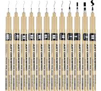 Kalop-12 Pièces Set De Crayons Pigmentés Étanches Avec 12 Largeurs De Lignes Différentes Pour L'esquisse,Le Dessin Technique,Les Artistes,Crayon À Encre De Chine Étanche Pour Les Illustrations