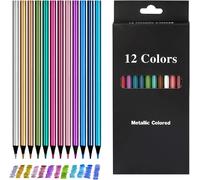 Kalop-12pcs Crayons De Couleur Metalliques,Crayons Brillants Crayon De Couleur Métallisés Pour Coloriages,Dessins Et Faire Des Cartes De V?Ux Painting Tools (12 Couleurs)