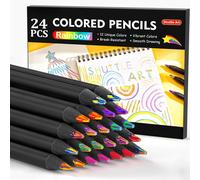 Kalop-24 Crayons Arc En Ciel,Crayon Multicolore De 12 Couleurs(2 De Chaque),Crayon De Couleur Gras Pré-Taillé,Crayon De Couleurs Multicolore Pour Coloriage Dessin