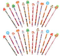 Kalop-24 Pcs Crayon Noel +24 Gomme Noel,Cadeau De Noel Crayons En Bois Avec Gomme Motif De Père Noël Bonhomme De Neige