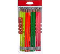 Kalop-Crayon Papier-Swano-Ecopackx12 Crayons Graphite Mine Hb-Bout Gomme-Coloris Fluo