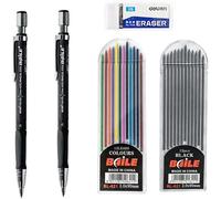 Kalop-Crayons De Machinerie De Bureau 2,0 Mm 2b Support De Plomb Crayons À Dessin Set De 12 Feuilles De Plomb Écriture École Cadeaux Papeterie (2 Stylos Noirs)