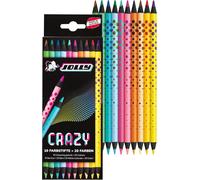 Kalop-Next Generation Crazy Lot De 10 Crayons De Couleur Double Face Incassables Avec 20 Couleurs Bois Noir Forme Ronde Ergonomique Design Tendance