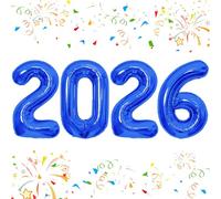 KALOR Ballons en aluminium bleu foncé en forme de chiffre de 106,7 cm pour décoration de Nouvel An 2026 et remise de diplôme