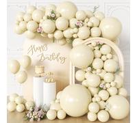 KALOR Lot de 135 ballons en latex blanc mat de différentes tailles 91,4 cm, 45,7 cm, 30,5 cm, 25,4 cm, 25,4 cm, 12,7 cm, guirlande pour anniversaire, remise de diplôme, fête prénatale, anniversaire de