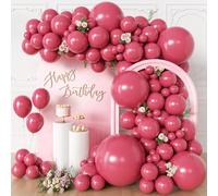 KALOR Lot de 135 ballons roses en latex mat de différentes tailles 91,4 cm, 45,7 cm, 30,5 cm, 25,4 cm, 25,4 cm, 12,7 cm, guirlande pour anniversaire, remise de diplôme, fête prénatale, anniversaire de