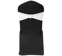Kaloriko 25 Bandes décoratives Extensibles pour Chaise Blanches en Polyester et élasthanne, Ajustables 14 x 34 à 50 cm, réutilisables pour Mariages, banquets, conférences