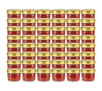 Kaloriko 48 Pots à Confiture en Verre 110 ML avec Couvercle doré, Bocal hermétique pour Conservation, Pot Miel, confiturier, sirop, tartiner Cuisine, Table déjeuner, thé café