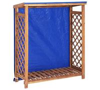 Kaloriko a Bois de Chauffage en Bois dacacia Massif 105 x 38 x 115 cm avec Toit et bache PVC, Rangement Exterieur aere pour buche, Granule, Pellet, cheminee, poele Hiver