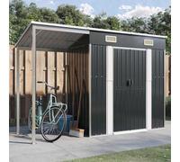 Kaloriko Abri de Jardin en Acier galvanisé Anthracite avec Toit prolongé, cabane de Rangement extérieur 277 x 107 x 181 cm, pour Outillage Velo Tondeuse Bois Poubelle buche Jardin Protection Durable