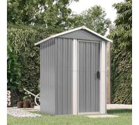 Kaloriko Abri de jardin gris en acier galvanisé - 126 x 97,5 x 177 cm - Résistant aux intempéries - Avec porte coulissante - Solution de rangement pour abri de jardin, outils, tondeuses à gazon, vélo