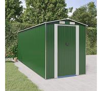 Kaloriko Abri de Jardin Vert en métal galvanisé 192 x 523 x 223 cm, cabane de Stockage extérieur avec Portes coulissantes, Ventilation Avant arrière, pour Outillage vélo Tondeuse et mobilier