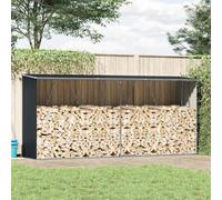 Kaloriko Abri de Stockage à Bois en Acier galvanisé Anthracite 330 x 84 x 152 cm, Support Robuste pour bûches, Rangement extérieur pour cheminée, poêle, Foyer, Garage, Hiver Sec