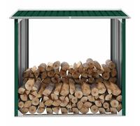 Kaloriko Abri de Stockage de Bois en Acier galvanisé Vert 172 x 91 x 154 cm, Support Robuste avec Toit incliné, Rangement aéré pour bûches, Garage, Foyer, cheminée, poêle, Hiver