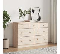 Kaloriko ALTA Commode 112 x 35 x 73 cm en pin massif avec 7 tiroirs d'espace de rangement Buffet buffet pour chambre à coucher, salon, couloir, rangement de qualité supérieure en bois