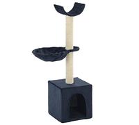 Kaloriko Arbre à chat avec colonnes en sisal et surface pelucheuse, 105 cm, bleu, avec grotte, panier, plateforme pour l'escalade, le jeu, le sommeil et le soin des griffes dans l'appartement