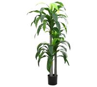 Kaloriko Arbre Artificiel Dracaena Vert 180 cm, 36 Feuilles, 3 Troncs, PEVA, Tronc Bambou gainé Plastique, Pot Ciment Stable, décoration intérieur Salon Bureau extérieur