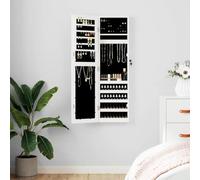 Kaloriko Armoire à Bijoux Murale Blanche avec Miroir Pleine Longueur, trumeau rectangulaire verrouillable, 30 x 8,5 x 106 cm, Bois d ingénierie, Rangement pour Chambre Dressing entrée
