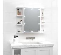 Kaloriko Armoire à Miroir avec LED Blanc 70x16,5x60 cm Meuble Salle Bain Rangement Suspendu Placard Vasque avec Porte étagère tiroir encastré Colonne Simple