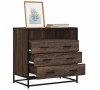 Kaloriko Armoire à tiroirs marron aspect chêne avec 3 tiroirs - 70 x 41 x 70 cm - Structure en métal - Espace de rangement pour chambre à coucher, salon, bureau et couloir - Pratique et robuste