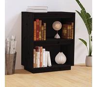 Kaloriko Armoire d'appoint noire en pin massif 60 x 34 x 75 cm avec espace de rangement, idéale comme console ou buffet pour salon, chambre à coucher, bureau