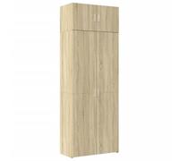 Kaloriko Armoire de Rangement chêne Sonoma Bois d'ingénierie 80x42,5x225 cm avec 6 Compartiments pour Salon Chambre Bureau Cuisine, Meuble Buffet Commode vaisselier
