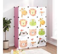 Kaloriko Armoire de Rangement pour Enfants Rose avec 12 Cubes en PP, étagère Chaussure modulable et empilable, Meuble Rangement léger avec Porte, Support idéal pour Chambre, entrée ou Dressing