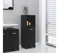 Kaloriko Armoire de salle de bain noire en bois - 30 x 30 x 95 cm - Avec compartiments de rangement - Poignée de porte - Montage mural - Peu encombrant - Pour lavabo, WC d'invités, salle de bain