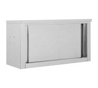 Kaloriko Armoire murale en acier inoxydable avec 2 portes coulissantes 90 × 40 × 50 cm, résistante à la corrosion, hygiénique, idéale pour la cuisine, le garde-manger, le stockage des aliments et