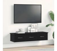 Kaloriko Armoire murale noire aspect chêne 88 x 26 x 18,5 cm avec 3 tiroirs, peu encombrant, espace de rangement, design moderne, organiseur pour salon, chambre à coucher, cuisine