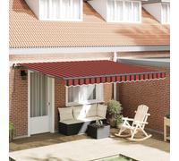 Kaloriko Auvent rétractable Orange et Marron en Polyester et Acier 400 × 350 cm, Store banne Manuel Mural pour terrasse Jardin Balcon, Protection Solaire ombrage extérieur Adaptable