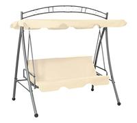 Kaloriko Balancelle Convertible d'extérieur avec auvent réglable, Cadre en Acier Enduit de Poudre, Coussin 6 cm, 2 Places, Jardin terrasse Patio Balcon, Blanc Sable, Confort et détente
