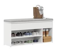 Kaloriko Banc à Chaussures Blanc en Bois d'ingénierie 102x30,5x45 cm, Meuble de Rangement Stable et modulable pour entrée, Vestibule, Chambre et Dressing