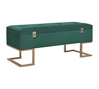 Kaloriko Banc avec compartiment de rangement 105 cm vert velours rembourré avec couvercle rabattable et espace de rangement, garde-robe pour couloir, couloir, salon, organisateur pour jouets et