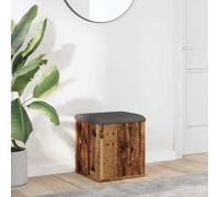 Kaloriko Banc avec espace de rangement aspect bois vieilli 42 x 42 x 45 cm avec rembourrage, couvercle rabattable et tiroir pour couloir, couloir, salon, chambre à coucher pour un rangement peu