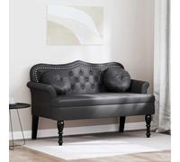 Kaloriko Banc Chesterfield noir en cuir synthétique avec siège rembourré, 120,5 x 65 x 75 cm, capacité 2 places, pieds en bois solides, boutonnière élégante, idéal pour couloir, chambre à coucher