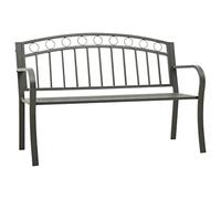 Kaloriko Banc de jardin gris acier 120 cm avec dossier et accoudoirs, banc de parc stable en métal revêtu par pulvérisation pour terrasse, balcon, jardin, extérieur, pour se détendre et se détendre